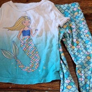Mermaid Kids Pajamas Set - Blue and White